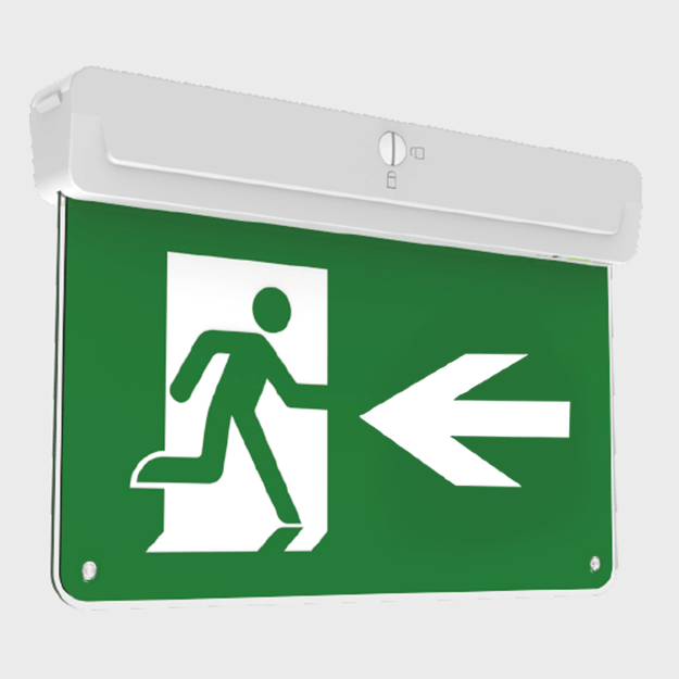 Red Arrow Athena Multi-Positional LED Emergency Exit Sign, IP20, 2W, LiFeP04, Arrow Left