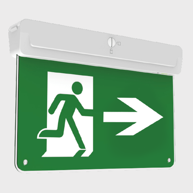 Red Arrow Athena Multi-Positional LED Emergency Exit Sign, IP20, 2W, LiFeP04, Arrow Right