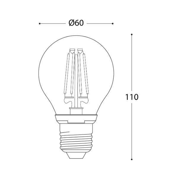 Fumagalli E27 Filament LED Lamp - 6.5W, 2700K, 800lm, H.LED.FIL.3K 
