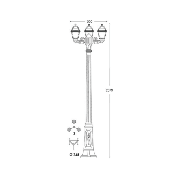 Fumagalli MARY GIGI-BISSO TRIPLE Lamp Post Product Dimension