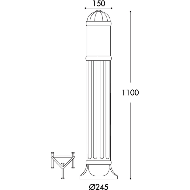 Fumagalli SAURO 1100 Settable CCT LED Bollard Light Product Dimension