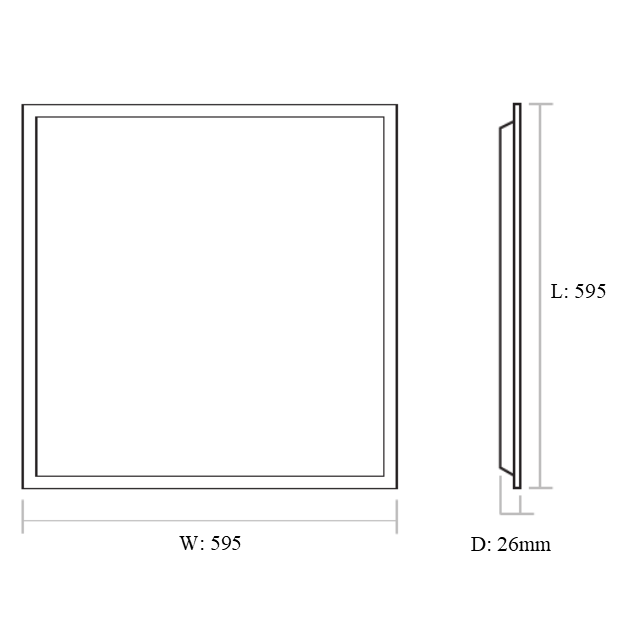 RHOMBUS CCT and Wattage Selectable Back Lit LED Panel - Dimensions