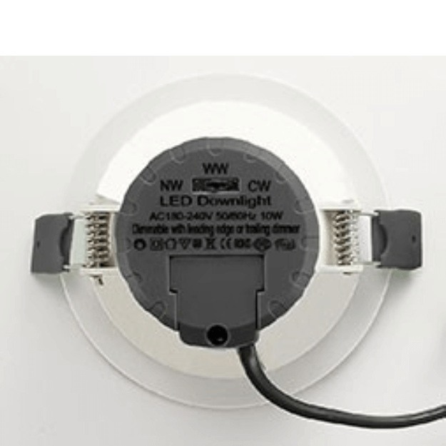Rear View - 10w LED Dimmable Downlights IP44 - White Bezel - Choice of Colour Temperature