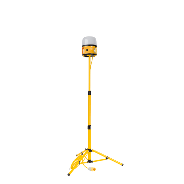 110v LED Globe Light 30w Yellow Body Workspace Lighting - On Tripod