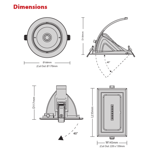 Shoplight Pro LED Wallwasher Recessed Adjustable Downlights - CMD Online