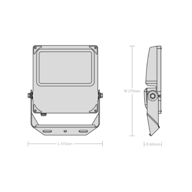 100W 4000K c/w type III Optic Product Dimension