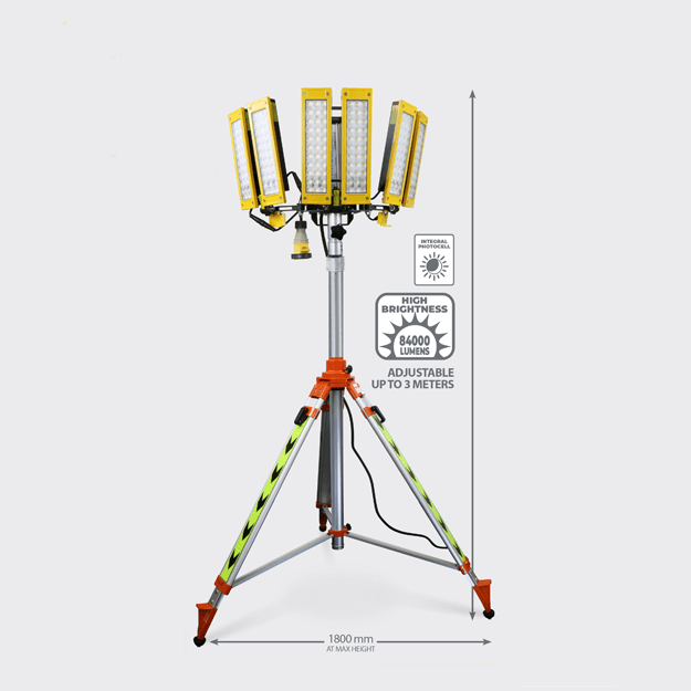 Red Arrow 360 Degree High Lumen Tower Light, 110V, 3M TRIPOD - TWL360-600 Dimensions