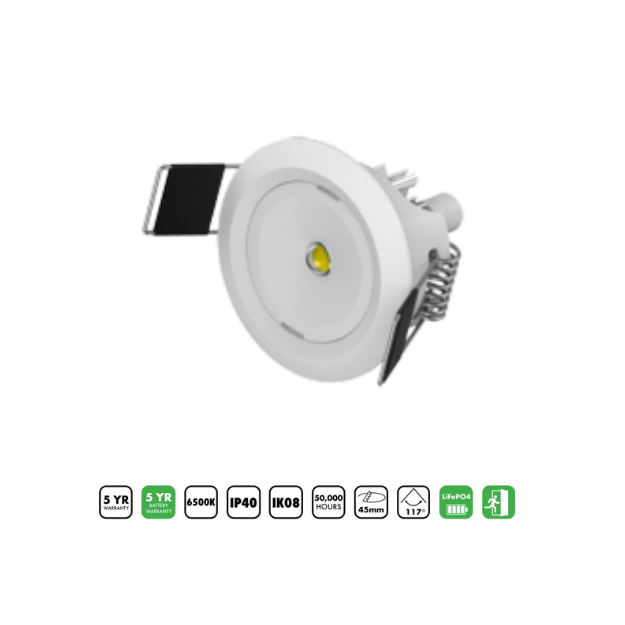 BLE Beauchief LED Emergency Downlight 3H Non Maintained LiFePO4 White