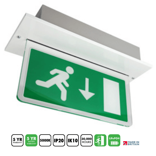 BLE Parkwood 3hr Emergency Recessed Exit Sign Manual White