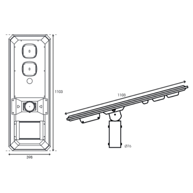 ASBAC 40W Richmond Solar Street Light Product Dimension