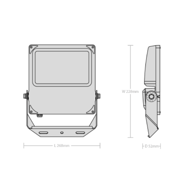 50W 4000K c/w type III Optic Product Dimension