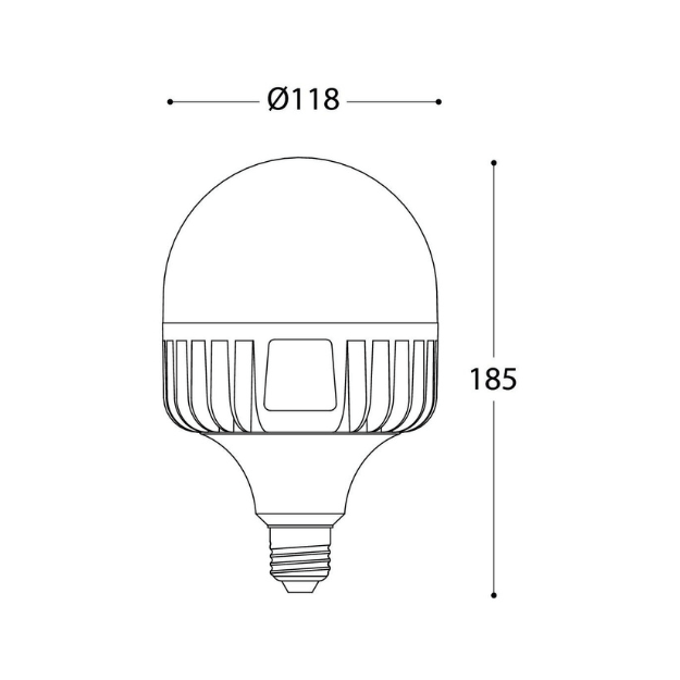 50W E27 High Power LED Lamp Product Dimension