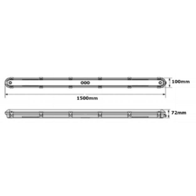 BLE ELLESMERE 5 FT LED Non-Corrosive Fitting Product Dimension