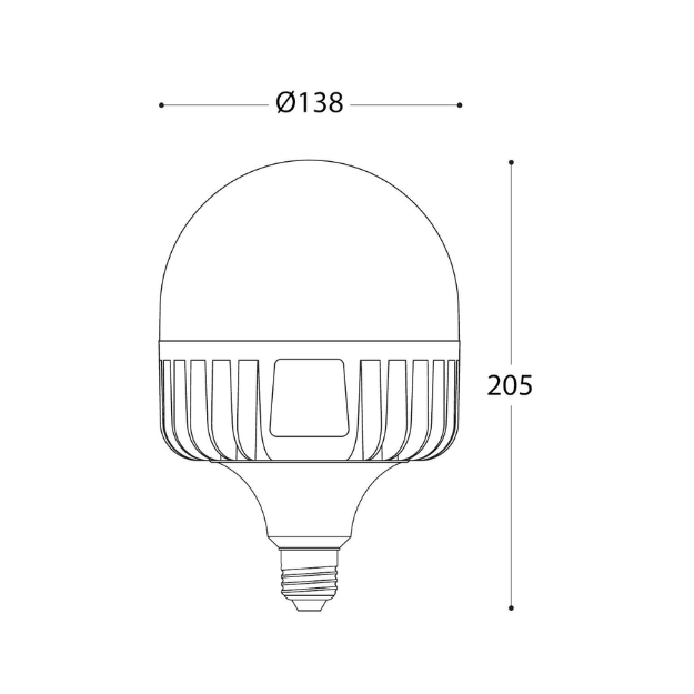 60W E27 High Power LED Lamp Product Dimension