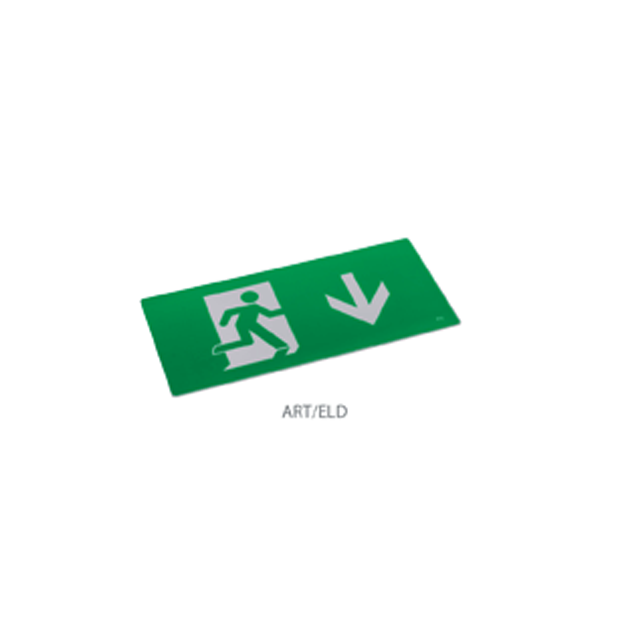 Red Arrow Artemis Sleek LED Emergency Exit Sign - IP20, LiFePO4, 3.2W Down Arrow Legend