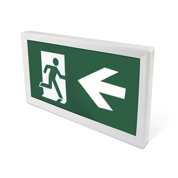 Red Arrow Artemis Sleek LED Emergency Exit Sign - IP20, LiFePO4, 3.2W Left Arrow