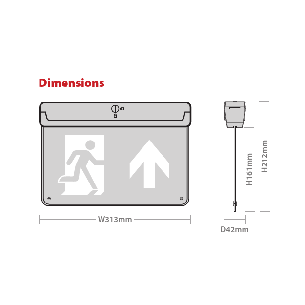 Exit Sign Tube Red Arrow Athena Multi-Positional LED Emergency Exit Sign, IP20, 2W, L ...
