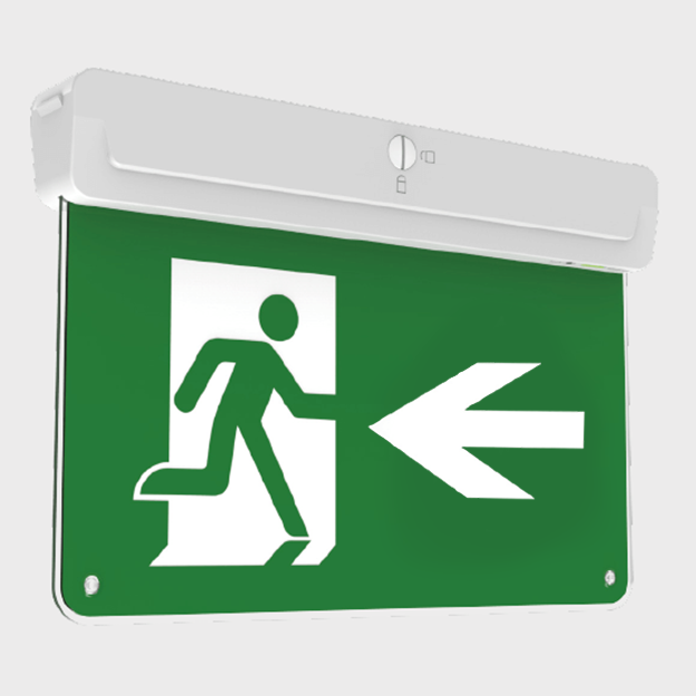 Red Arrow Athena Multi-Positional LED Emergency Exit Sign,  IP20, 2W,  LiFeP04, Arrow Left