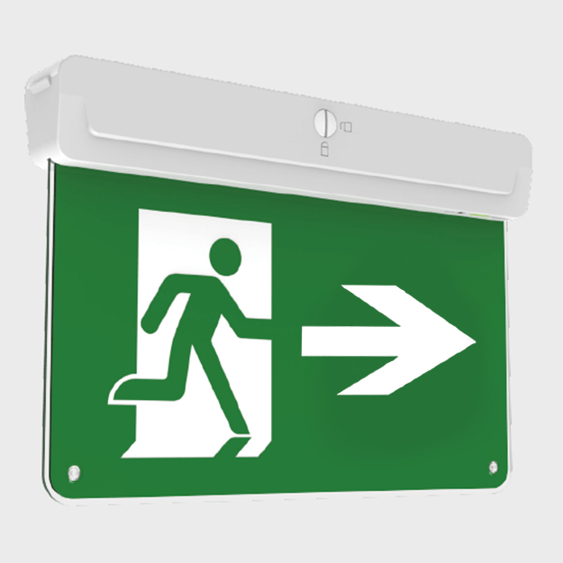 Red Arrow Athena Multi-Positional LED Emergency Exit Sign,  IP20, 2W,  LiFeP04, Arrow Right