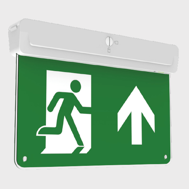 Red Arrow Athena Multi-Positional LED Emergency Exit Sign,  IP20, 2W,  LiFeP04, Arrow Up