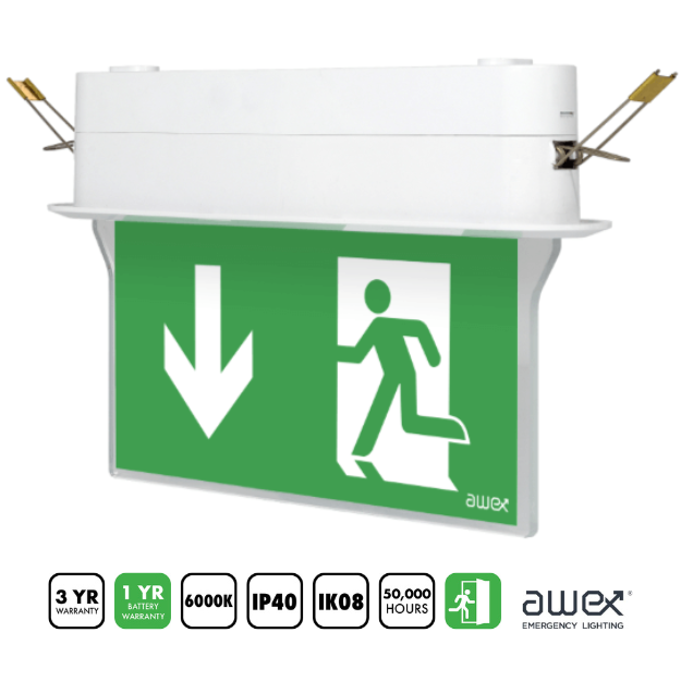BLE Concord LED Exit Sign Recessed Mounting Type
