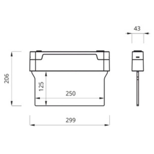 BLE Concord LED Exit Sign Surface Mounting Type Product Dimension