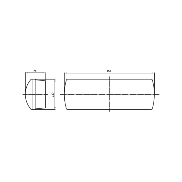 BLE Crookes LED Emergency Slave Bulkhead Product Dimension