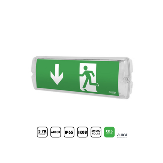 BLE Crookes LED Emergency Slave Bulkhead with Emergency Sign