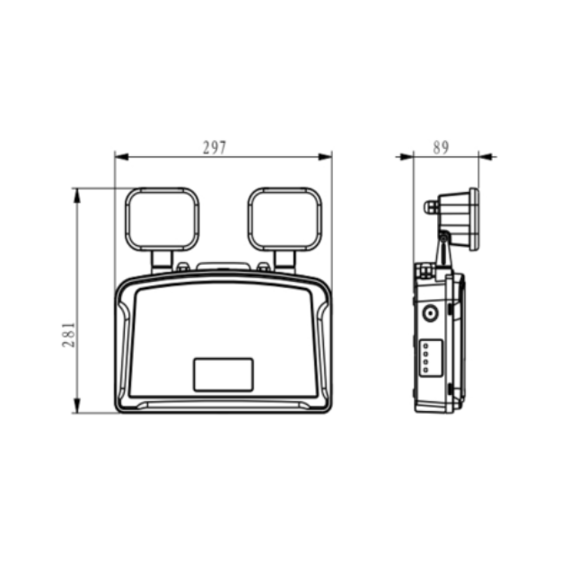 BLE Devonshire LED Emergency Twin Spot Product Dimension