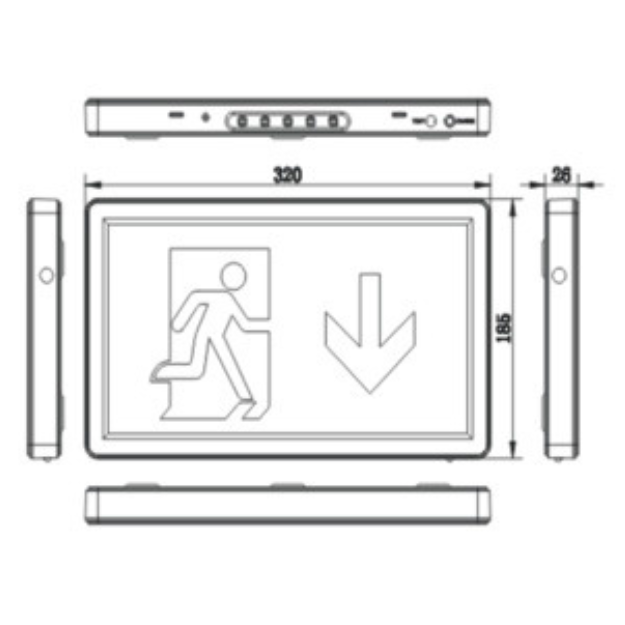 BLE Firth LED Slimline Emergency Exit Box Product Dimension