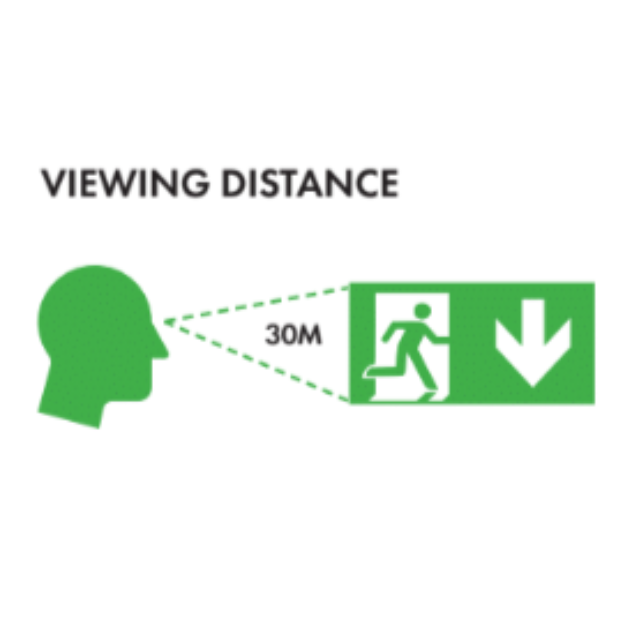 BLE Flockton LED Emergency Exit Sign Viewing Distance
