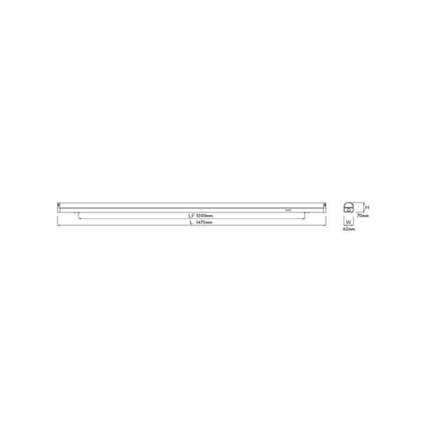 BLE GREENHILL LED Batten Fitting - 50W, IP20, 8000lm, 3CCT, Wattage Selectable, EL-182810, EL-182810-M3 - Product Dimension