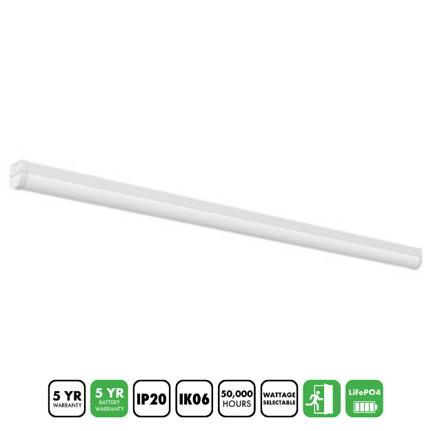 BLE GREENHILL LED Batten Fitting - 50W, IP20, 8000lm, 3CCT, Wattage Selectable, EL-182810-M3