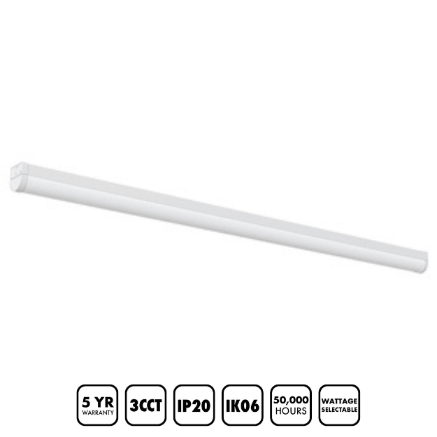 BLE GREENHILL LED Batten Fitting - 50W, IP20, 8000lm, 3CCT, Wattage Selectable, EL-182810
