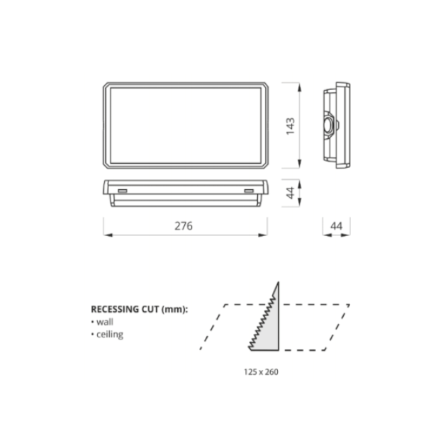 BLE Glen LED Emergency Bulkhead Product Dimension