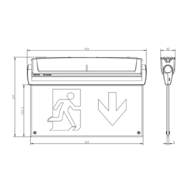 BLE Meersbrook LED 5 in 1 EXIT SIGN Product Dimensions