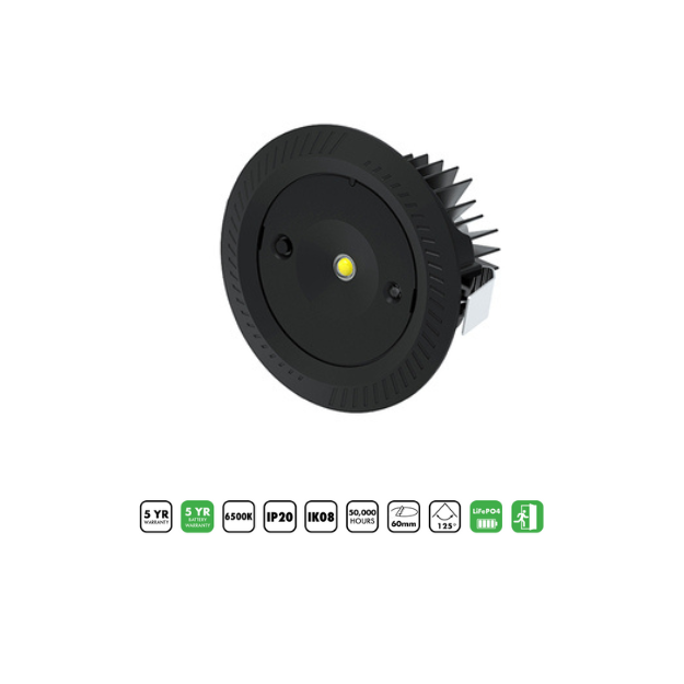 BLE Richmond LED Emergency Downlight 3H Non Maintained LiFePO4 Black