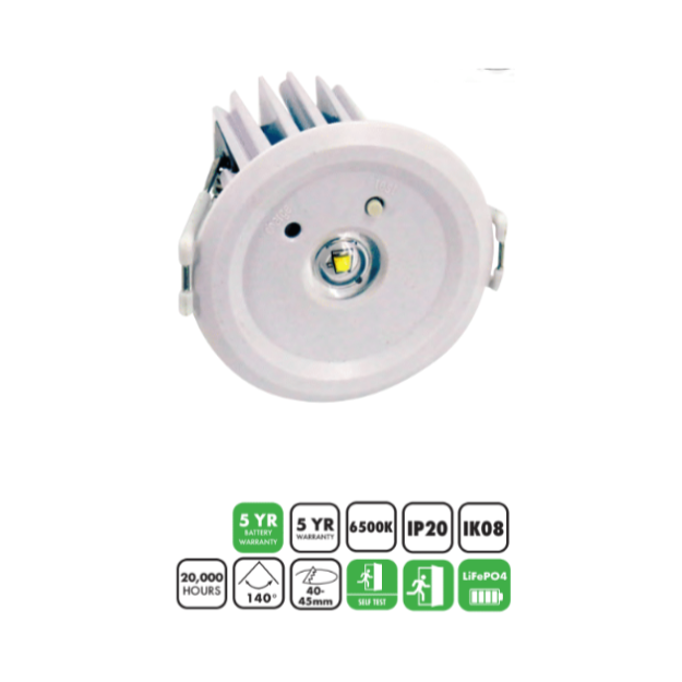 BLE Sycamore LED Emergency Downlight with Self Test