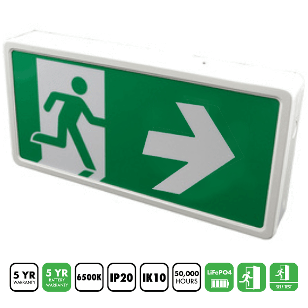 BLE Thorncliffe LED Emergency Right Arrow Exit Box with Self Test
