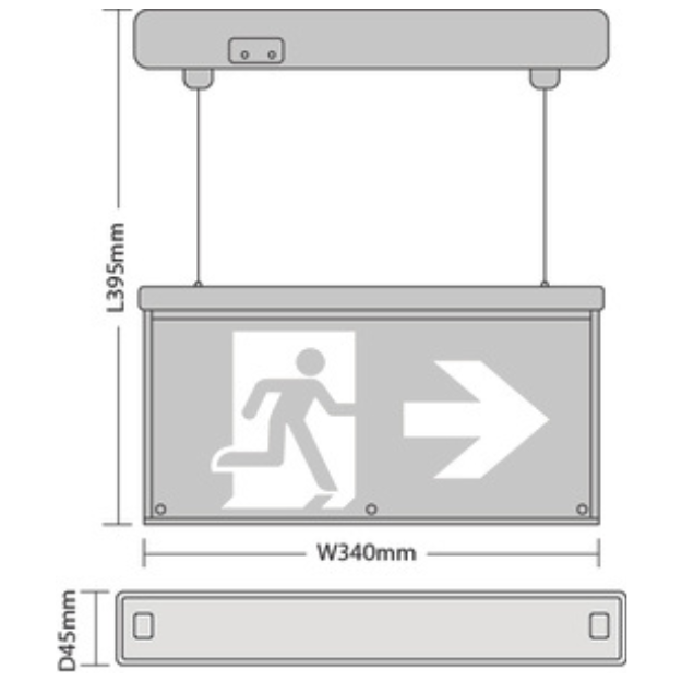 BLE Weston LED Hanging Exit Sign Product Dimension