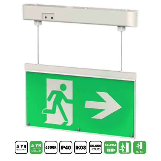 Arrow Down - BLE Weston LED Hanging Right Exit Sign