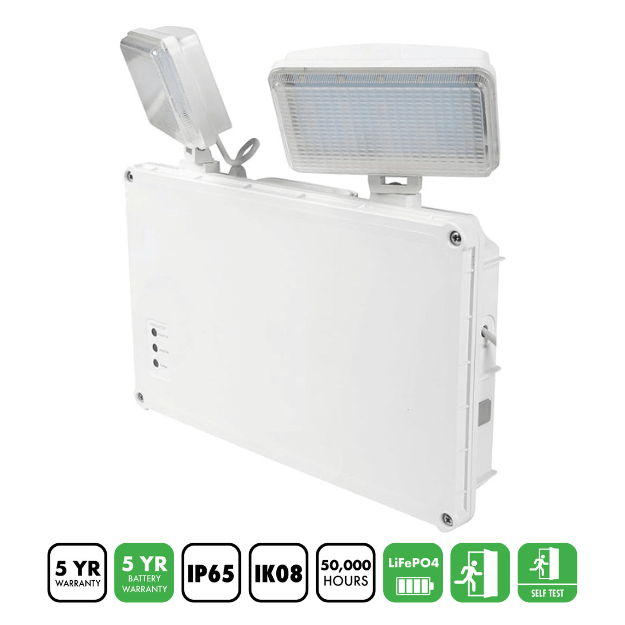 BLE STANNINGTON LED Emergency Twin Spot with Self Test - EL-142251 - IP65, LiFePO4 Battery - Product Features