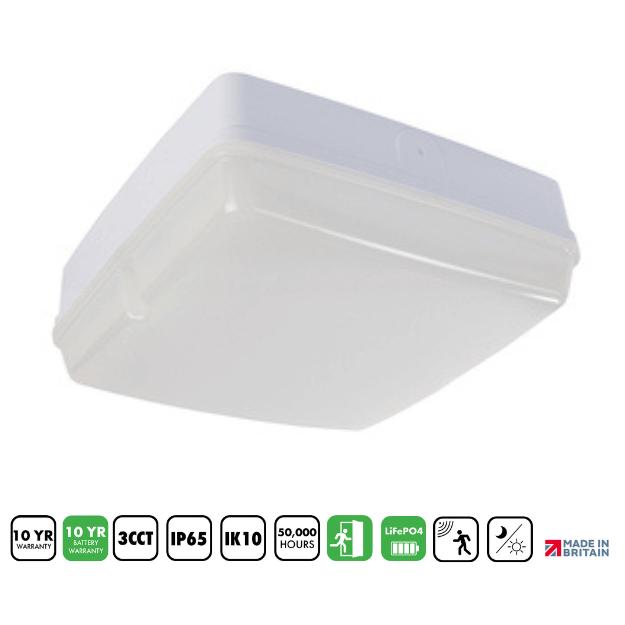 BLE Whirlow LED Square Amenity Light - 14W, IP65, IK10