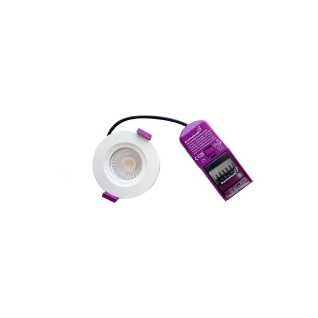 Brackenheath 5-8W Power Selectable CCT4 IP65 Integrated Fire Rated Downlight Dimmable 220-240V White