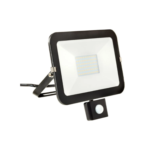 BR3537 Brackenheath iSpot II Frameless LED Floodlights - IP65, 220-240V, 4000K Black Frame with PIR 50W