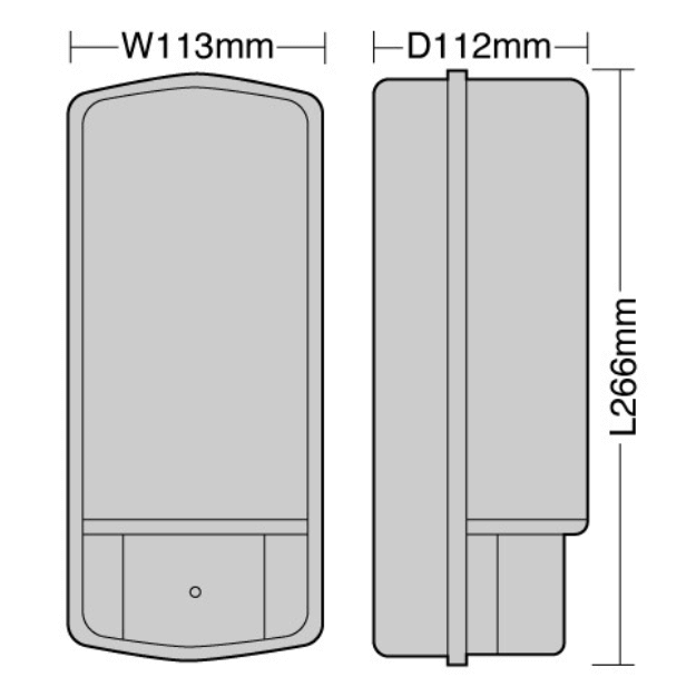 Red Arrow 6w LED Bulkhead - Black Body, IP44, 430 lm, 72 lm/W Dimensions