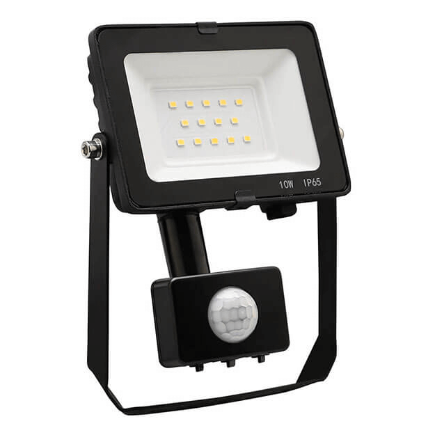 Red Arrow COMET Slim Floodlights IP65 PIR, Photocell, Prewired, U-bracket, 230v 10W Close Up with PIR