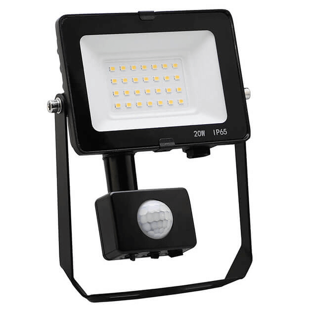 Red Arrow COMET Slim Floodlights IP65 PIR, Photocell, Prewired, U-bracket, 230v 20W Close Up with PIR