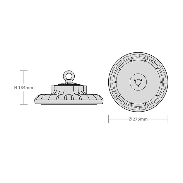 Red Arrow Commando Pro Ultra Efficient LED High Bays, 190lm/W, IP65, IK08 Dimensions