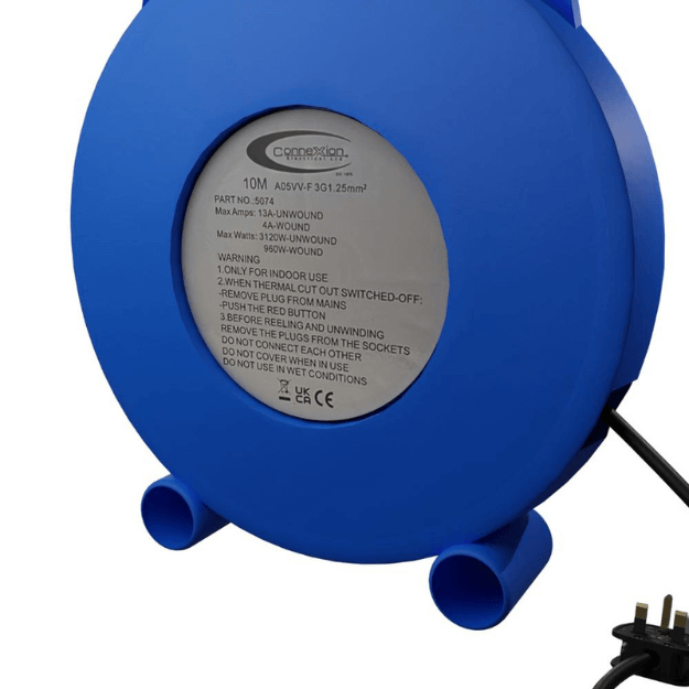 CONNEXION ELECTRICAL 10m 13A 1.25mm 4 Socket Cassette Reel